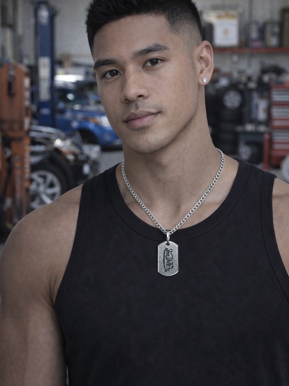 Von Dutch Silver Dog Tag Necklace